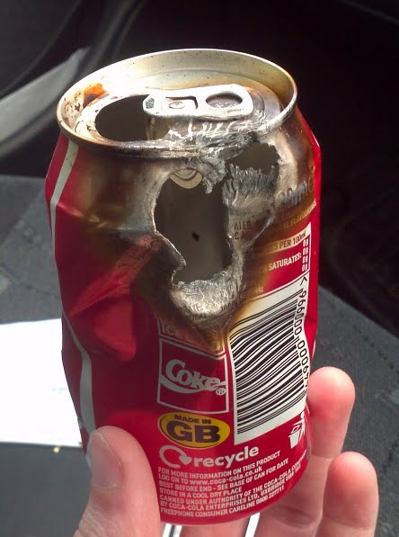 What it does to coke cans.