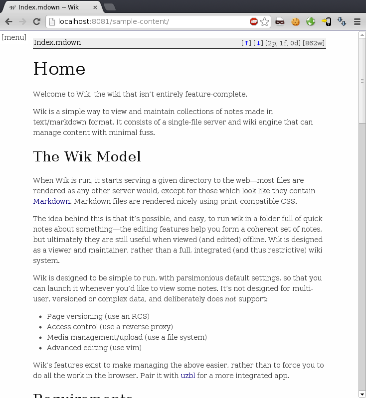 Wik’s sample content